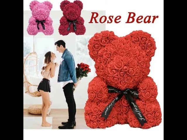 teddy bear made from roses